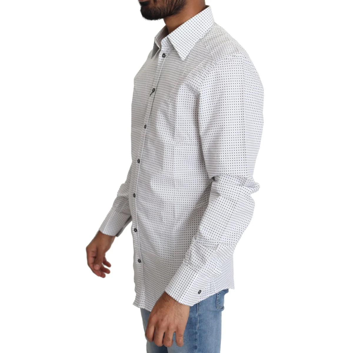 Dolce & Gabbana Gold Slim Fit Shirt Black with White Polka Dots