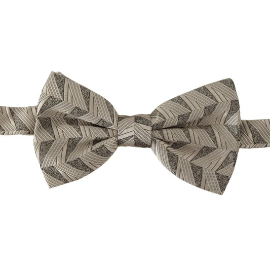 Dolce & Gabbana Gray 100% Silk Adjustable Neck Papillon Bow Tie
