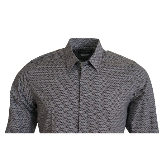 Dolce & Gabbana Gray Brown GOLD Slim Fit Dress Formal Shirt