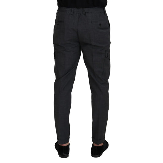 Dolce & Gabbana Gray Checked Cargo Trousers Stretch Pants