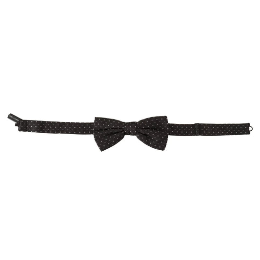 Dolce & Gabbana Gray Polka Dot 100% Silk Neck Papillon Tie