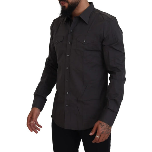 Dolce & Gabbana Gray Sicilia Slim Fit Shirt Authentic and Stylish