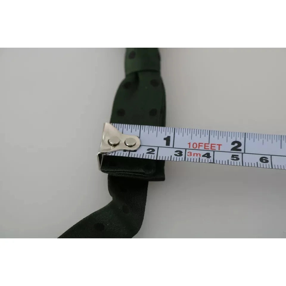 Dolce Gabbana Green Dotted Silk Adjustable Bow Tie &