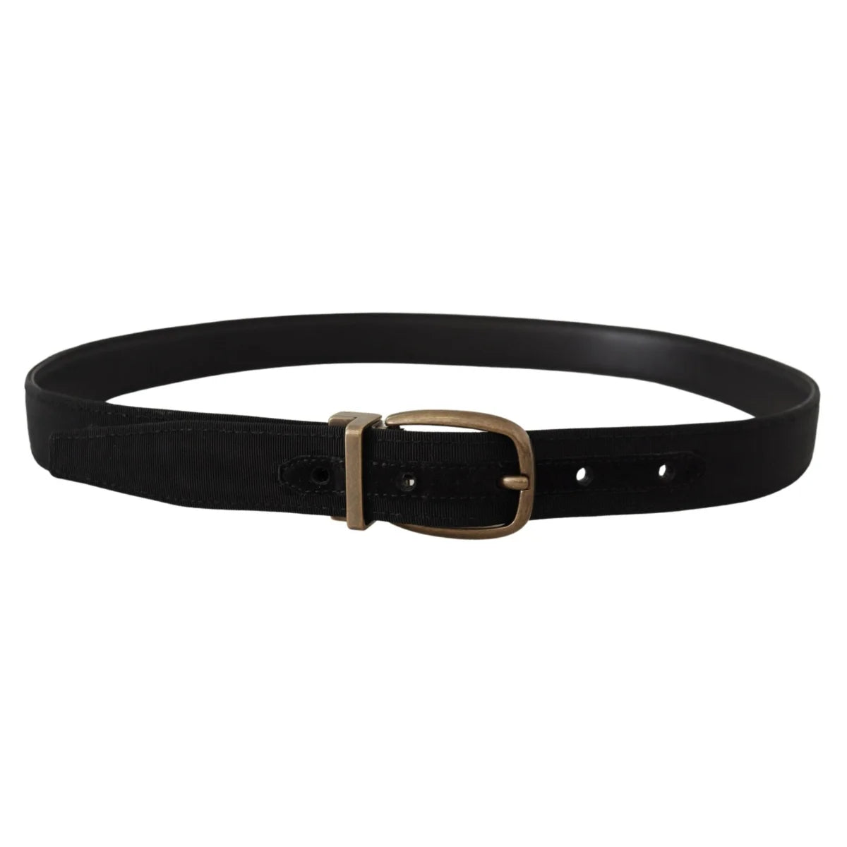Dolce Gabbana Grosgrain Leather Dress Belt with Bronze Buckle &