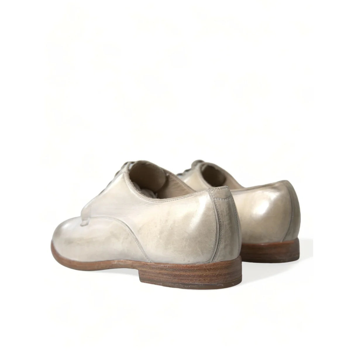 Dolce & Gabbana High Craftsmanship White Calfskin Leather Derby Shoes