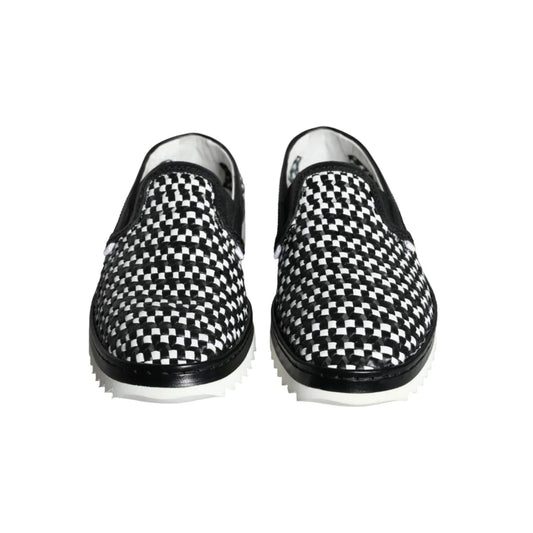 Dolce & Gabbana Italian Luxury Leather Woven Loafers