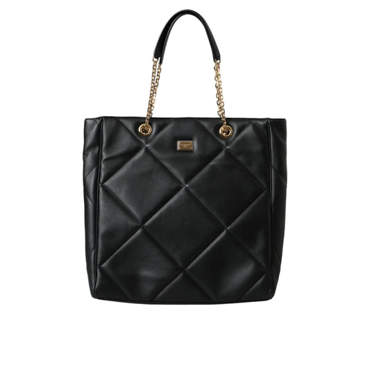 Dolce Gabbana Jungle Aria Shopper with Quilted Calfskin and Chain Handles &