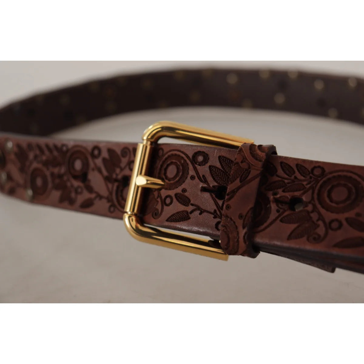 DOLCE GABBANA Leather Belt with Eye Catching Engraved Logo Buckle Dolce & Gabbana