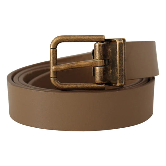 Dolce Gabbana Leather Belt with Stunning Brass Tone Buckle &