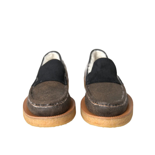 Dolce Gabbana Leather Fur Loafers Luxury Dress Shoes for Men &