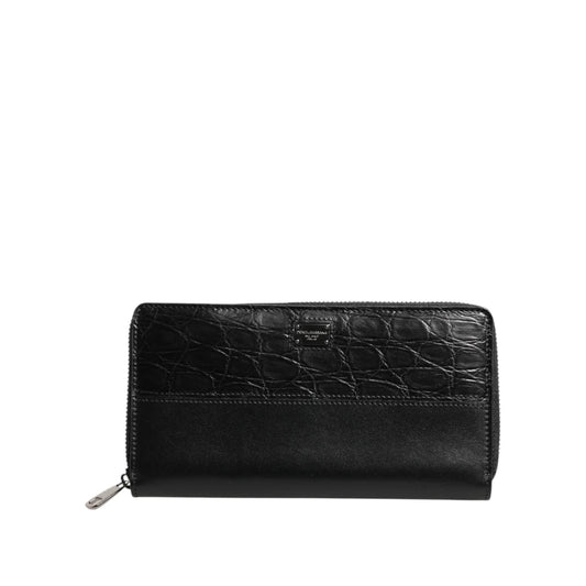 Dolce and Gabbana Leather Logo Patch Wallet with Zip Card Slots &