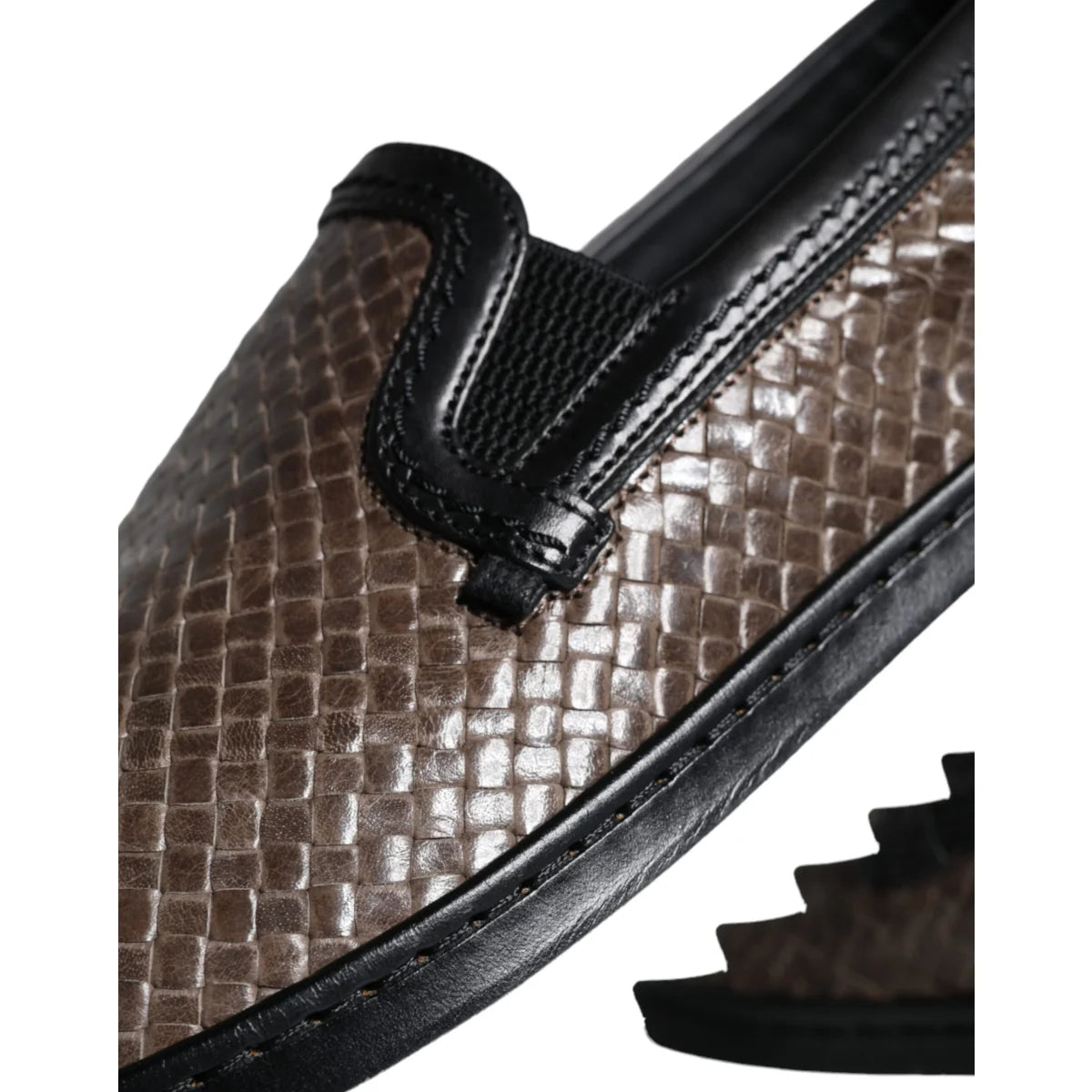 Dolce and Gabbana Leather Woven Loafers Shoes Steal &