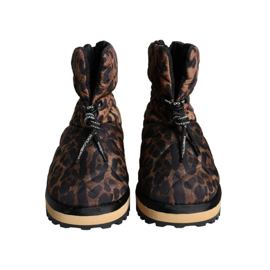 Dolce Gabbana Leopard Ankle Boots Stunning Brown Padded Designer Shoes &