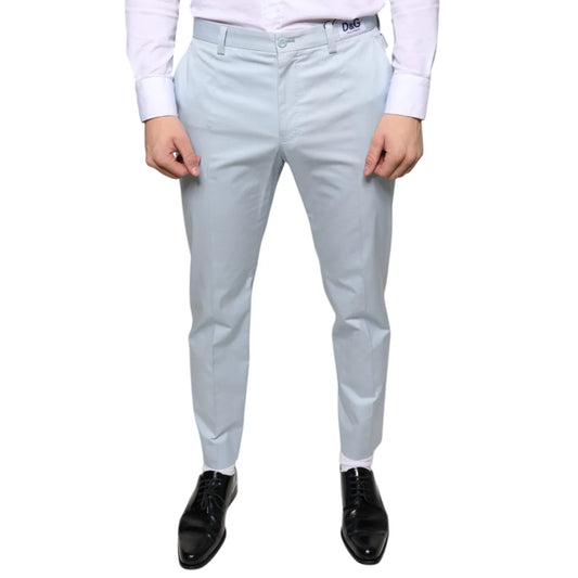 Dolce Gabbana Light Blue Cotton Blend Dress Pants for a Sleek Look &
