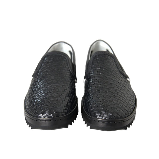 Dolce Gabbana Loafers Luxury Style Leather Woven Shoes &