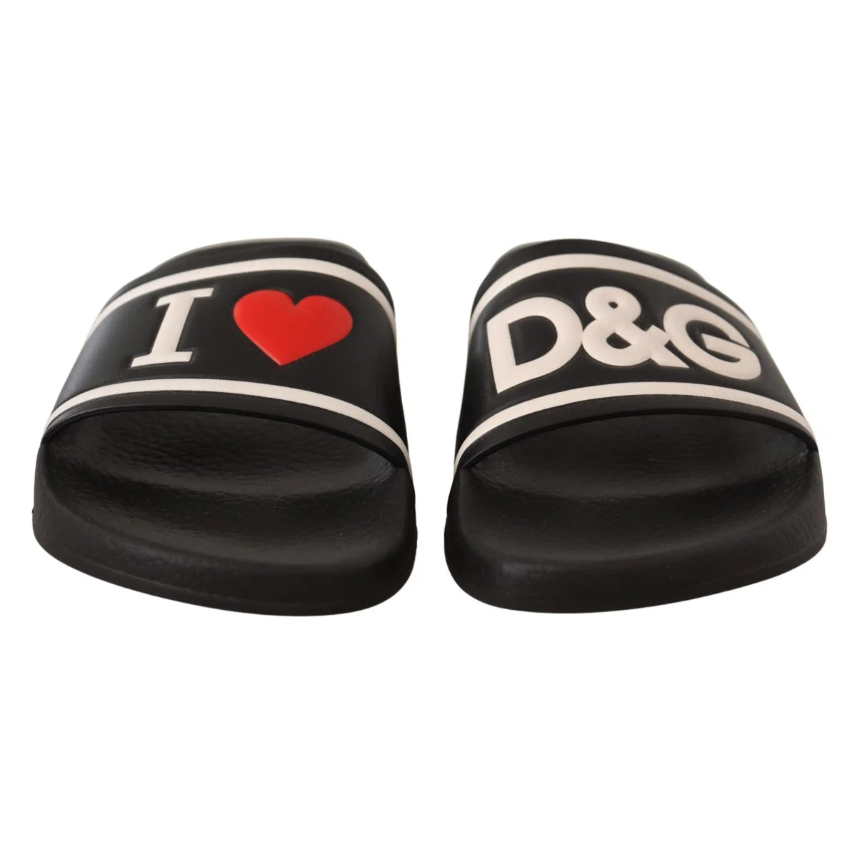 Dolce & Gabbana Love DG Black Italian Style Rubber Sole Slides