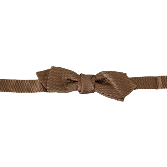 Dolce & Gabbana Men Brown Gold Adjustable Neck Papillon Bow Tie