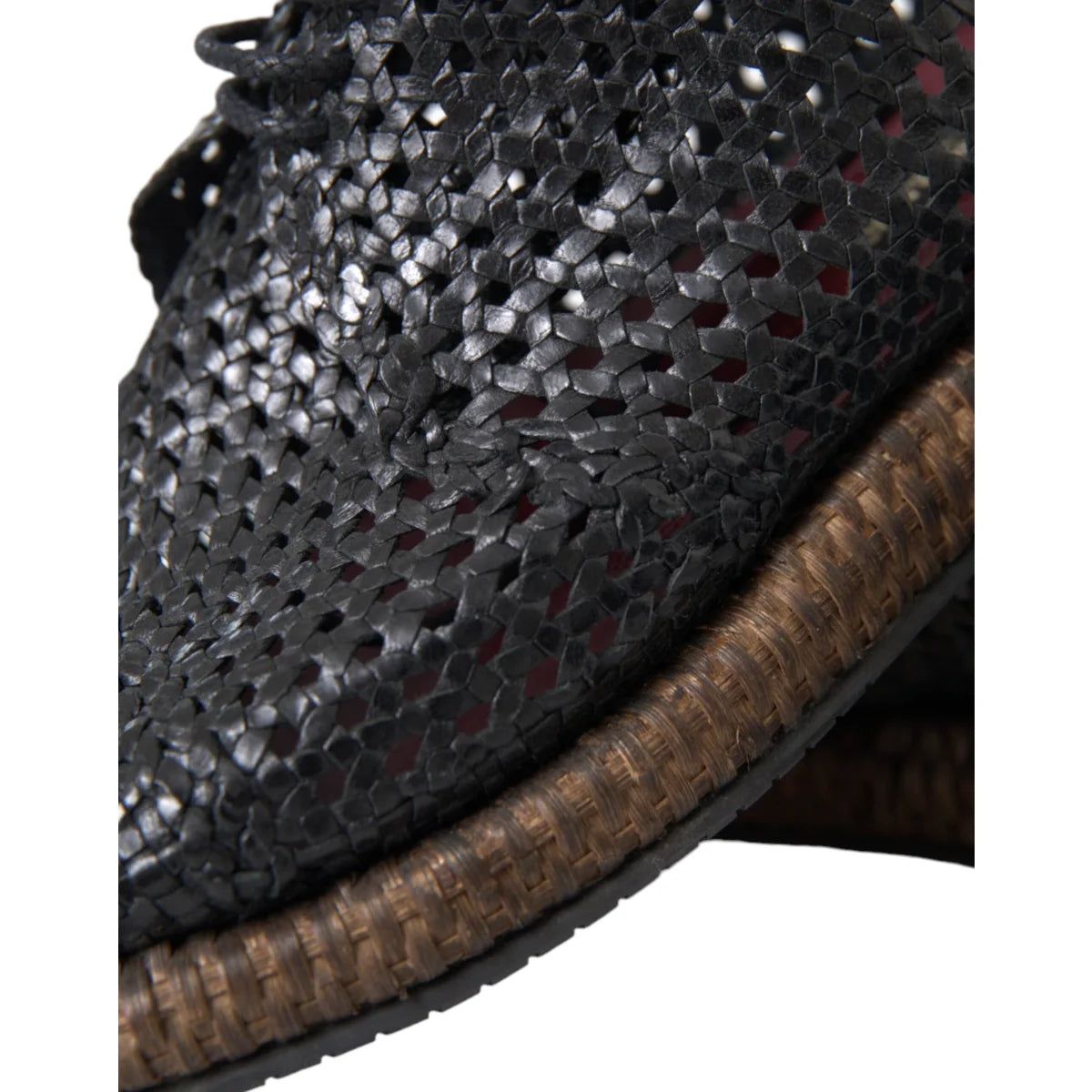 Dolce & Gabbana Mens Derby Shoes Elegant Woven Goat Leather Design