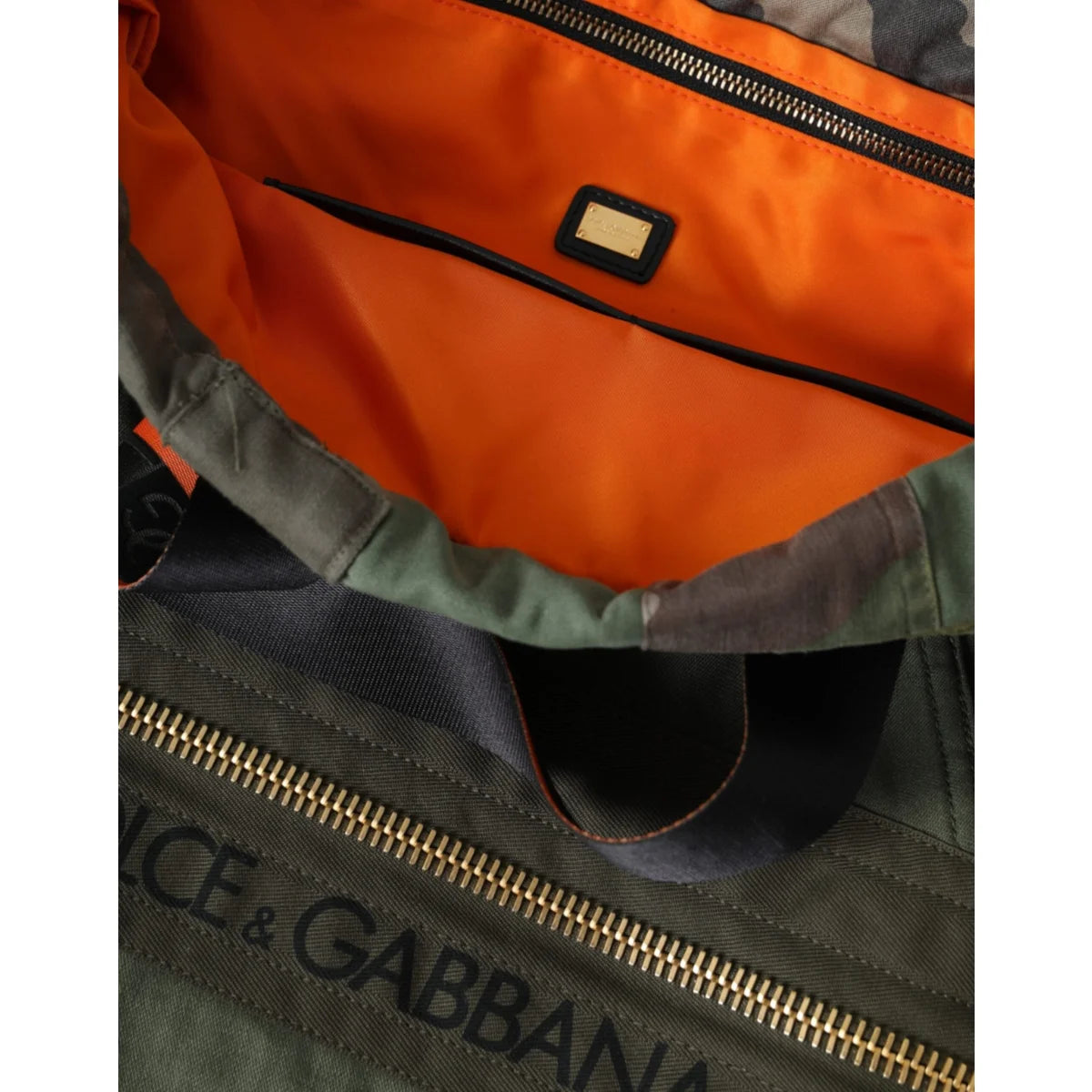 Dolce Gabbana Military Green Backpack Bag with Camouflage Style &