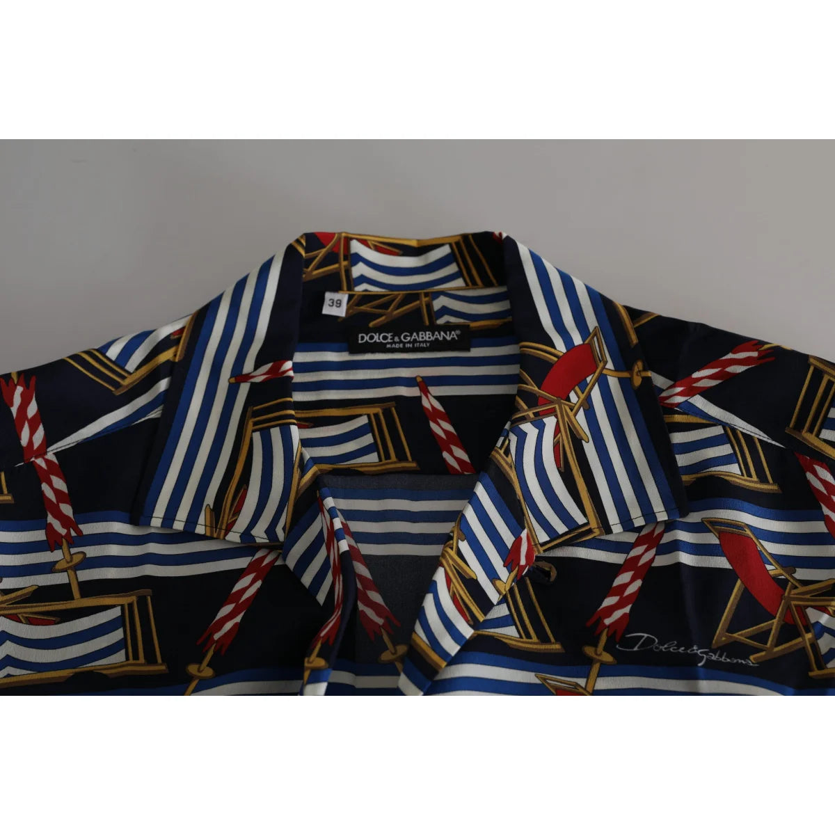 Dolce and Gabbana Multicolor Beach Short Sleeves Silk Shirt &