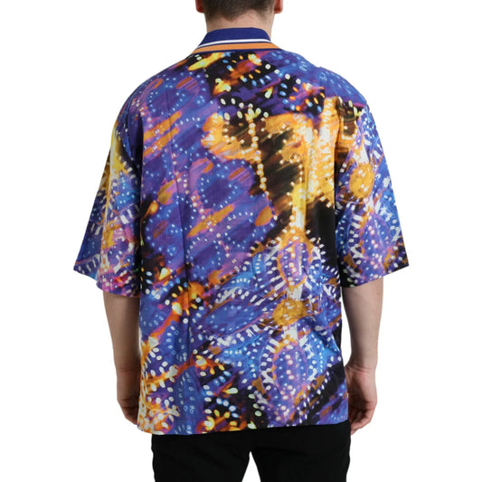 Dolce and Gabbana Multicolor Luminarie Print Cotton Polo Shirt &