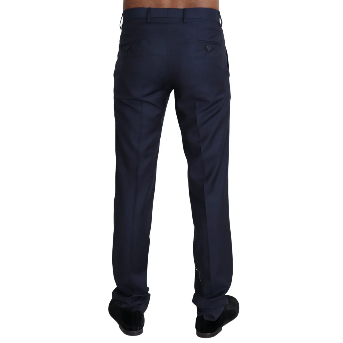 Dolce Gabbana Navy Blue Slim Fit Dress Pants with Logo Details &