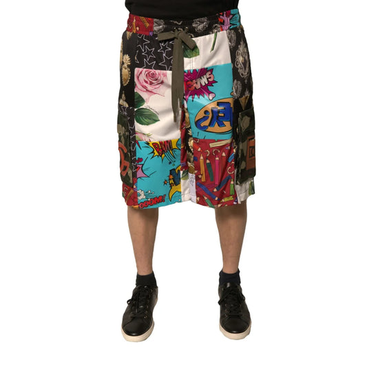 Dolce Gabbana Patchwork Cargo Bermuda Shorts Mid Waist Style &