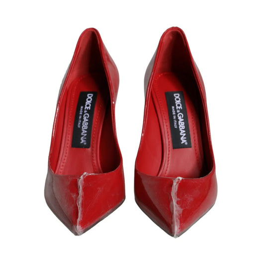 Dolce Gabbana Patent Leather Faux Pearl Heels &