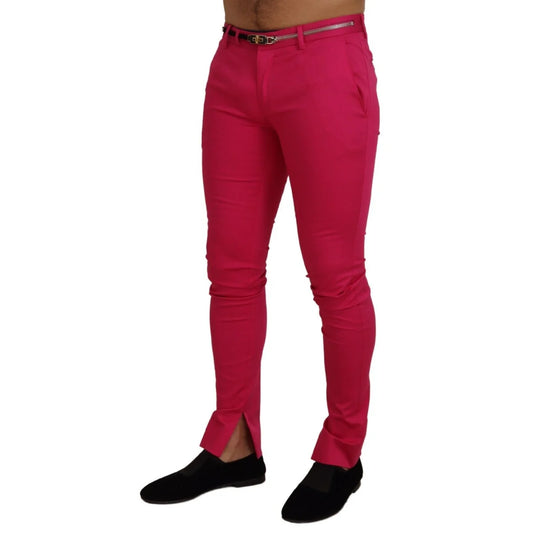 Dolce & Gabbana Pink Zipper Buckle Waist Trousers Pants