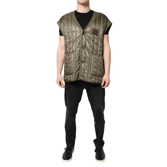 Dolce Gabbana Quilted Vest Jacket Luxury Nylon Outerwear &