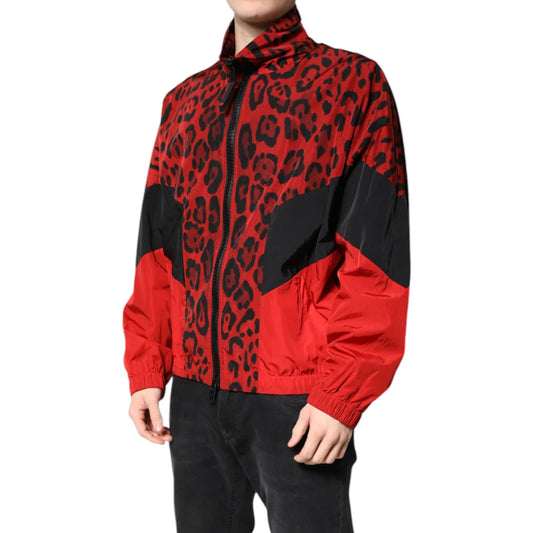 Dolce Gabbana Red Leopard Bomber Jacket Statement Style &