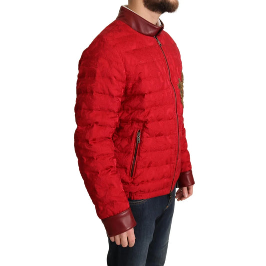 Dolce Gabbana Red Zipper Closure Two Bomber Jacket &
