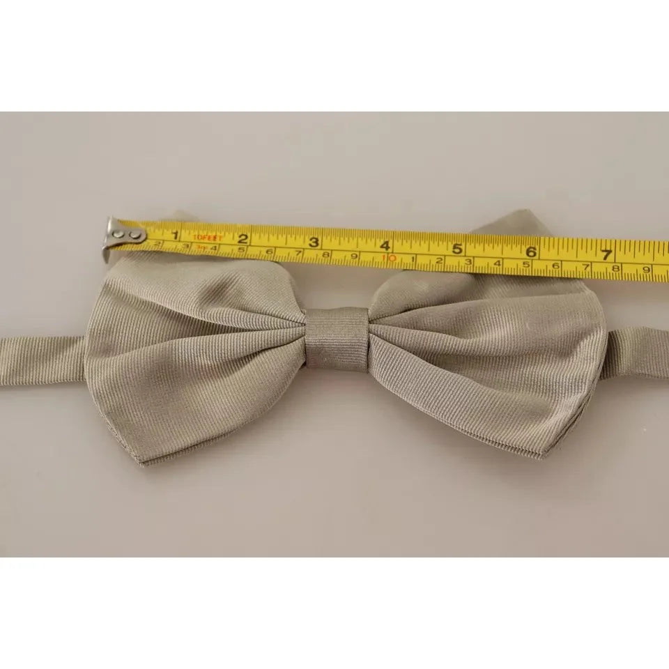 Dolce & Gabbana Silk Adjustable Bow Tie with Metal Hook Clasp