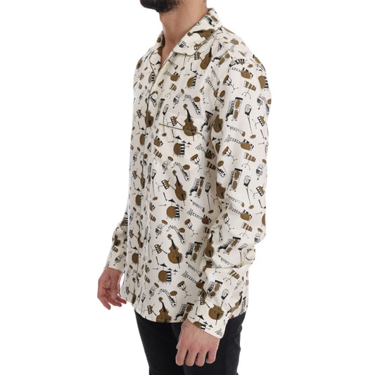 Dolce & Gabbana Silk Shirt with Exclusive Jazz Motive Print