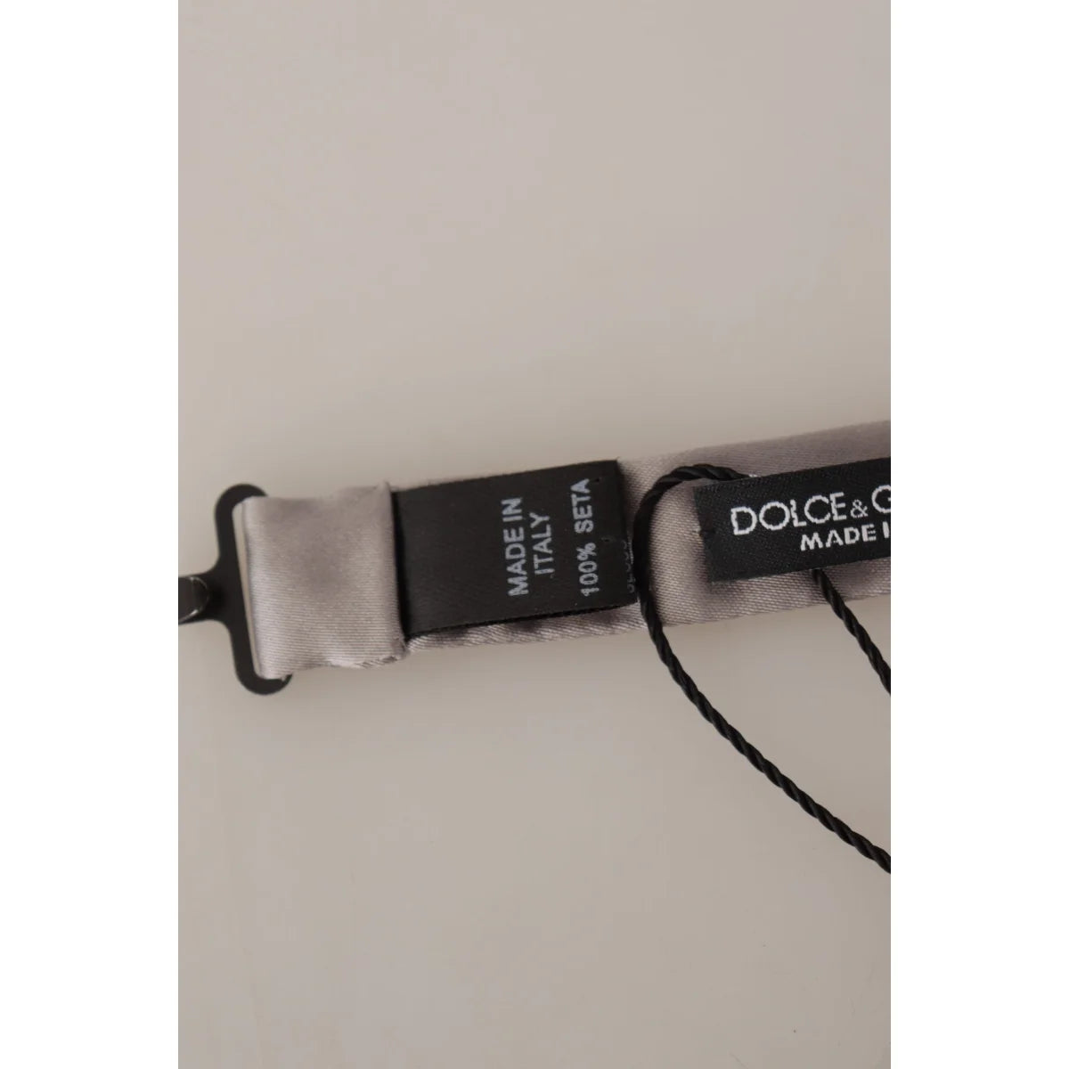 Dolce & Gabbana Silver 100% Silk Slim Adjustable Neck Papillon Tie