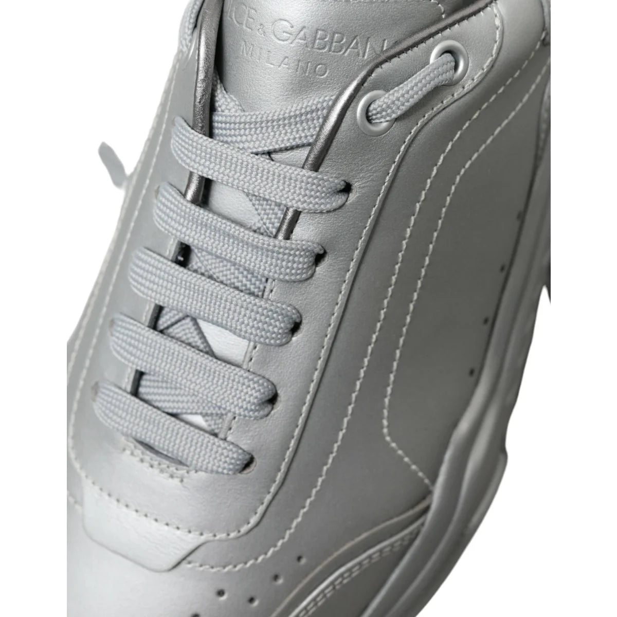 Dolce & Gabbana Silver Daymaster Calfskin Sneakers Rubber Sole Shoes