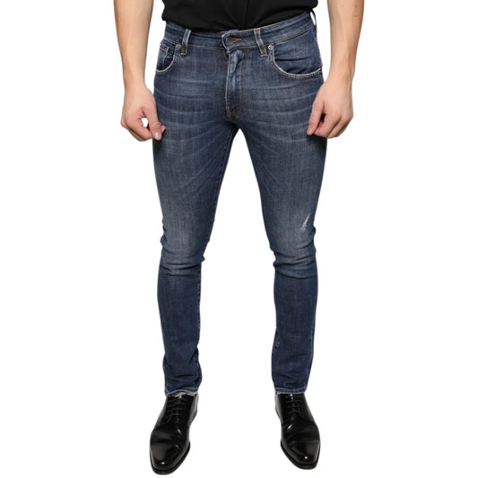 Dolce Gabbana Skinny Denim Jeans Italian Luxury in Dark Blue &