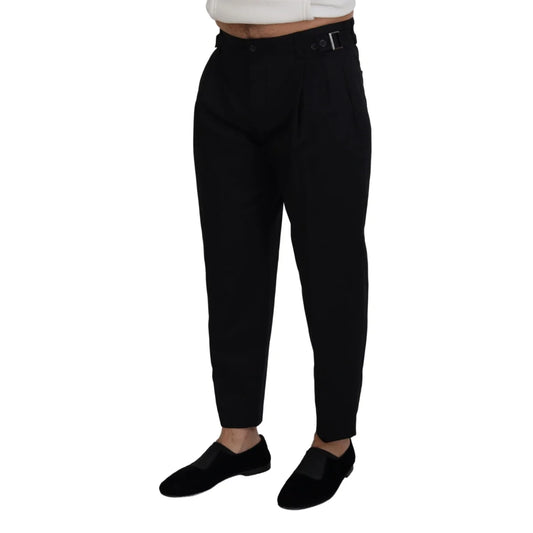 DOLCE & GABBANA Sleek Black Dress Pants with Side Buckle Dolce Gabbana