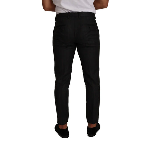 Dolce Gabbana Slim Fit Dress Pants in Wool Red Check Fabric &