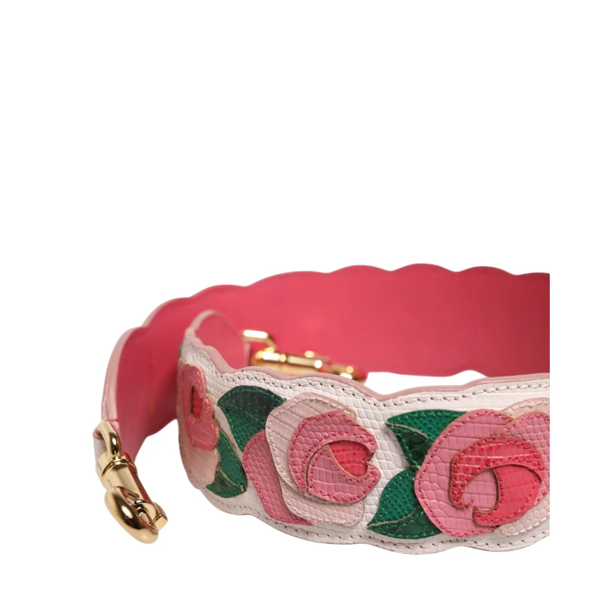 Dolce Gabbana Strap White Floral Premium Calf Leather Accessory &