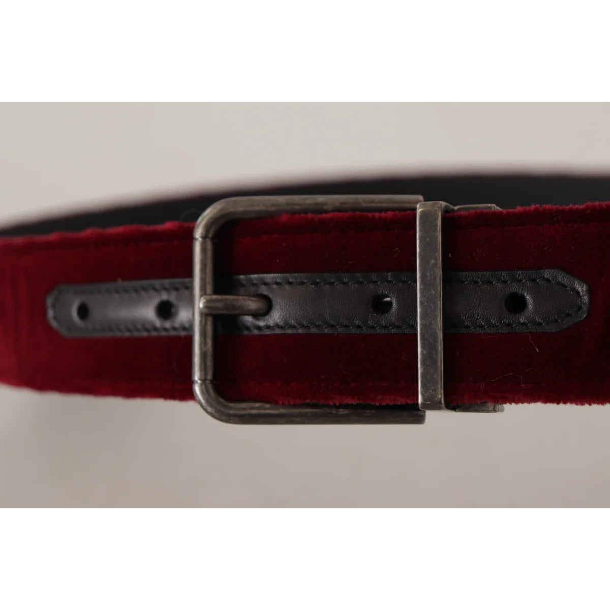 Dolce & Gabbana Velvet Maroon Statement Belt with Vintage Buckle