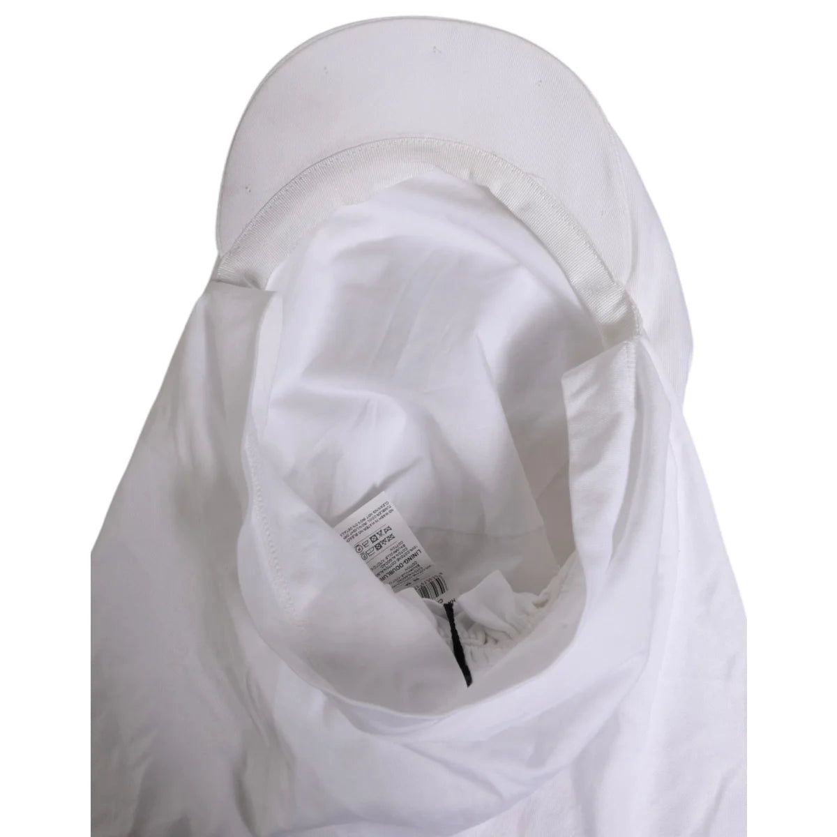 Dolce & Gabbana White Cotton Cap Balaclava with Logo Plaque