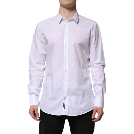 Dolce & Gabbana White Cotton Dress Shirt with Long Sleeves