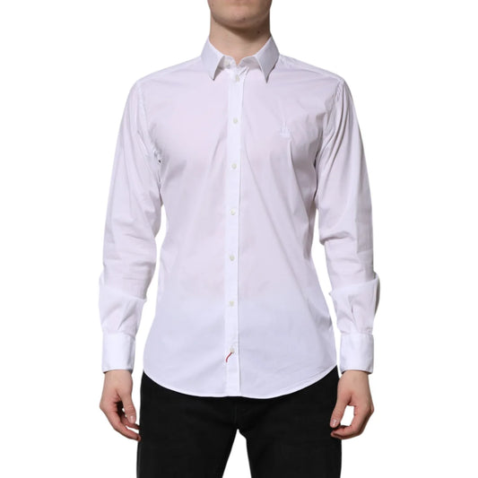 Dolce and Gabbana White Cotton Martini Dress Shirt for Men &