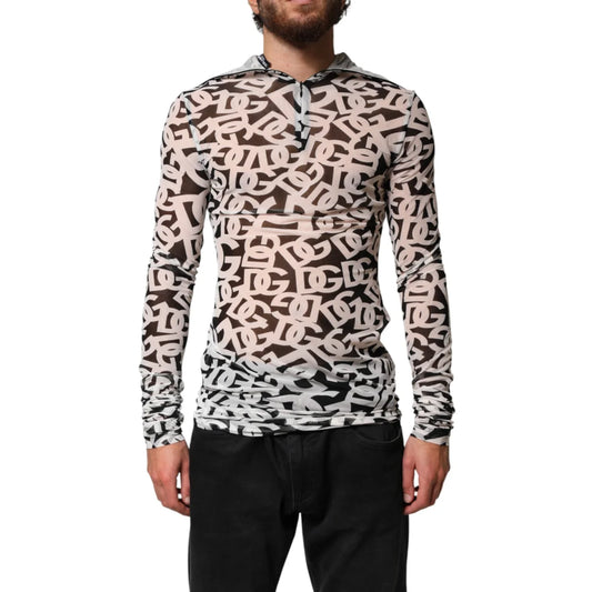 Dolce & Gabbana White DG Logo Long Sleeves Turtleneck Top