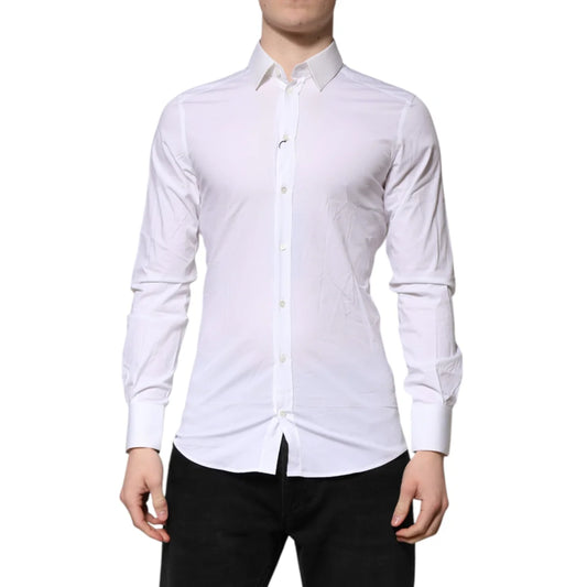 Dolce & Gabbana White Gold Long Sleeve Dress Shirt Elegance
