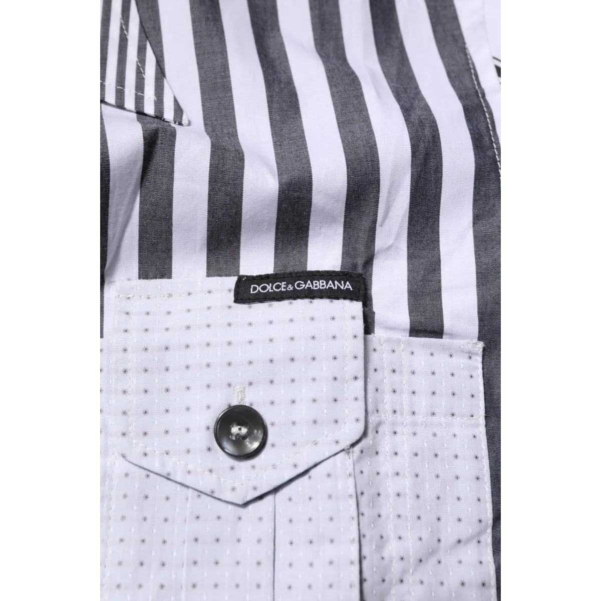Dolce & Gabbana White Gray Striped Casual Shirt for Men