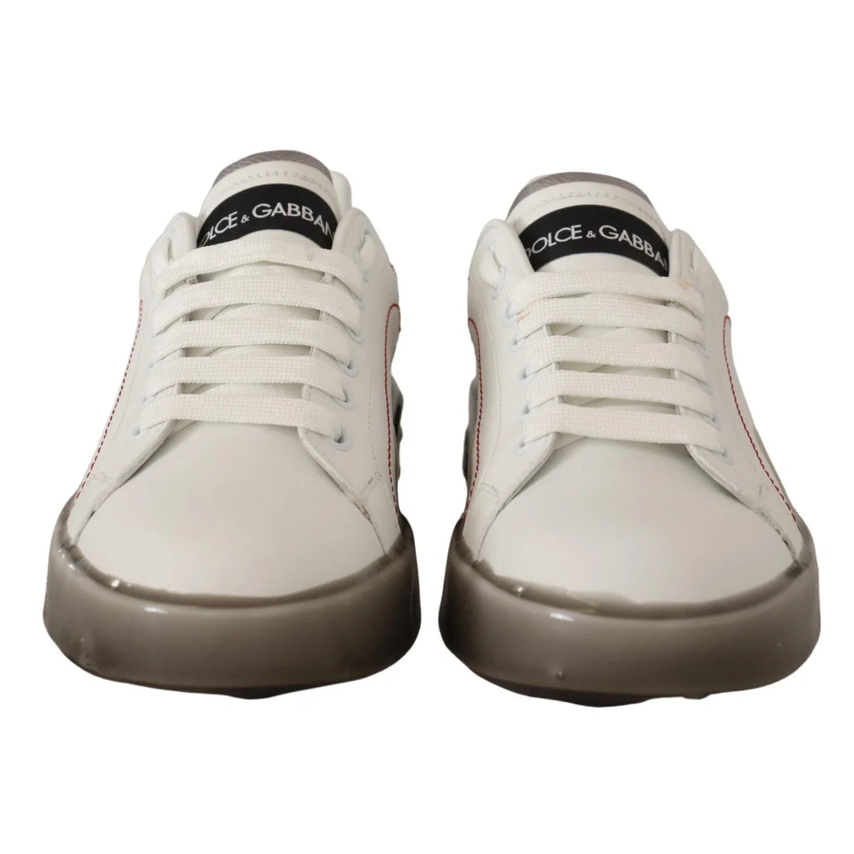 Dolce & Gabbana White Leather Shoes Womens Logo Portofino Sneakers
