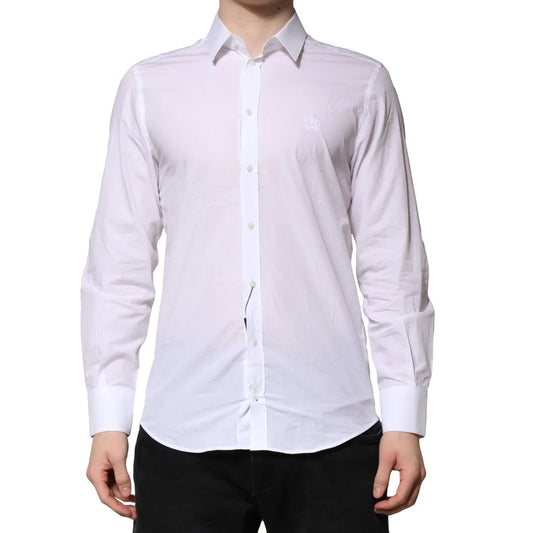 Dolce & Gabbana White Martini Long Sleeves Dress Shirt