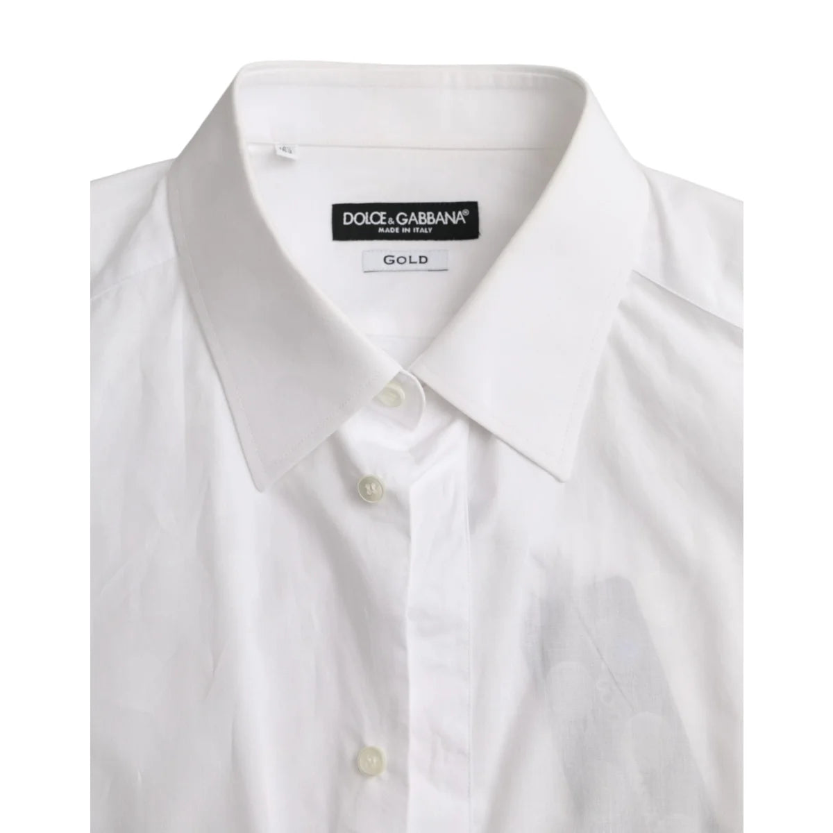 Dolce and Gabbana White Polka Dotted Cotton Shirt for Men &